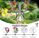 KY&BOSAM Butterfly Suncatcher Gifts for Mom Stained Glass Butterfly for Windows Hangings Wind Chime Ornament Pressed Rearl Flower Wings and Crystal Charm Birthday Gift for Mom Mother`s Day Christmas