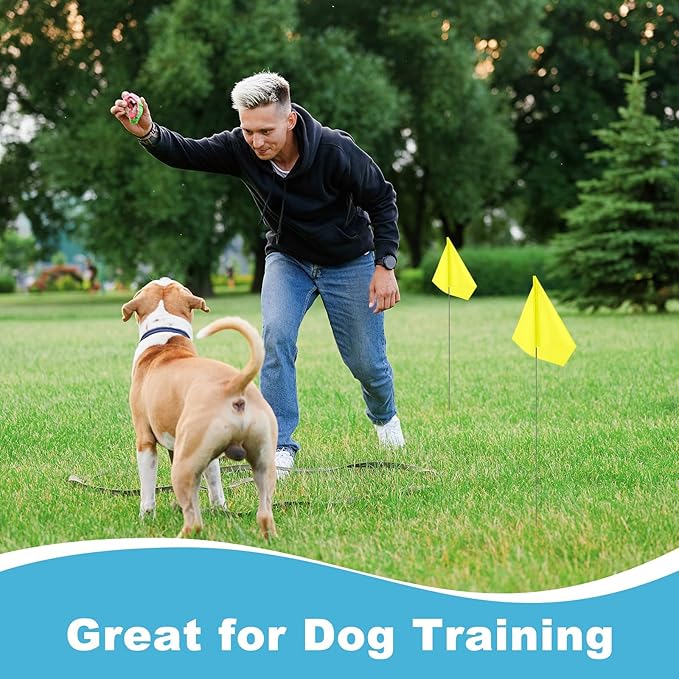 M METERXITY 10-Pack Blank Marking Flags, 15x5.1x4 Inch Waterproof Yard Flags Marking for Lawn/Garden/Irrigation/Landscape/Sprinkler/Survey/Dog Training/DIY [Yellow]