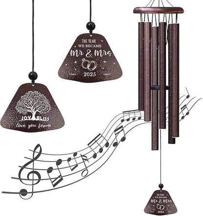 Wedding Gifts, Mr and Mrs Gift 32” Wind Chimes Outside, Wedding Gifts for Couples Newlyweds 2025, Bridal Shower Just Married Gift