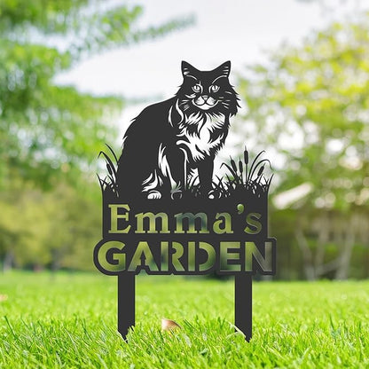 Personalized Cute Cat Kitten Metal Garden Sign,Custom Yard Sign With Stake,Outdoor Garden Décor,Pet Cat Lawn Garden Decorated Statue,Cat Sympathy Yard Metal Sign,Cat Lover Gifts Kailyard Plaque.
