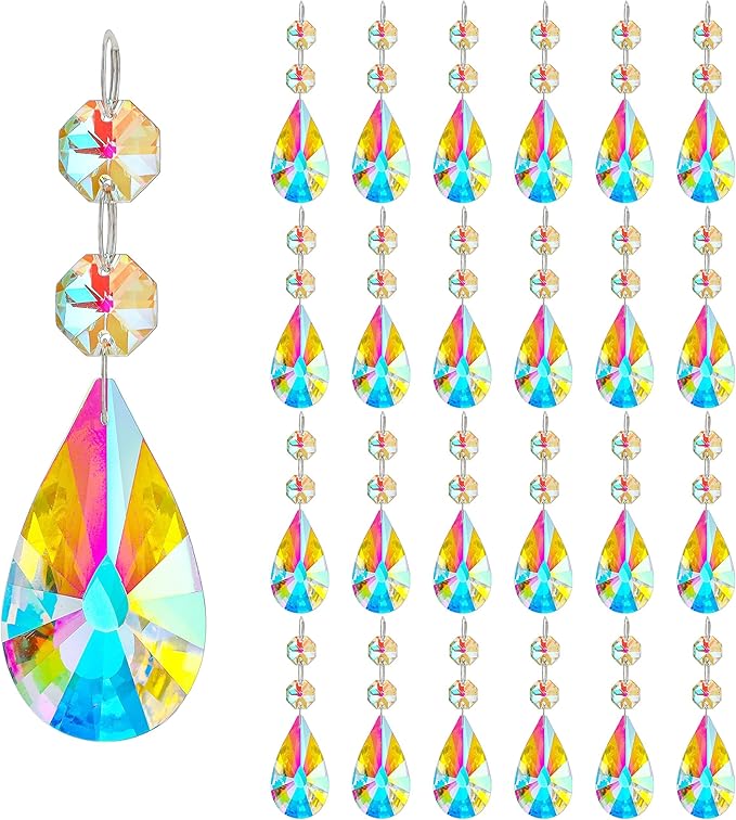 kanpura 25pcs 50mm Crystal Prisms Chandelier Suncatcher Beads Replacement Colorful Hanging Crystals for Chandeliers Window Wedding Party Decor