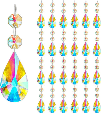 kanpura 25pcs 50mm Crystal Prisms Chandelier Suncatcher Beads Replacement Colorful Hanging Crystals for Chandeliers Window Wedding Party Decor