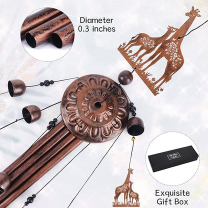 Giraffe Wind Chimes Gift for Outdoor, Giraffe Gifts for Men Women Dad Grandpa, Memorial Gift Metal WindChimes for Outside Indoors Home Lawn Porch Patio Garden Decor Yard Decoration