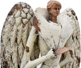 Antiqued Metal Garden Angel Statue Praying Angel Decor, Indoor Outdoor Angel Yard Art Decor Lawn Patio Decorations Holiday Decor Garden Present Idea, 30.25" H (Rusty Angel)