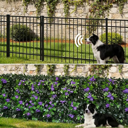 Expandable Privacy Screen with Artificial Flower for Balcony Patio Fence Greenery Privacy Fence Outdoor Leafy Purple Flowers 2pcs