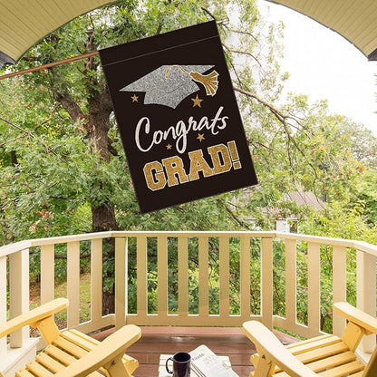 AVOIN colorlife Diploma Cap Congrats Grad House Flag Double Sided, Class Of 2026 Graduation Yard Outdoor Decoration 28 x 40 Inch