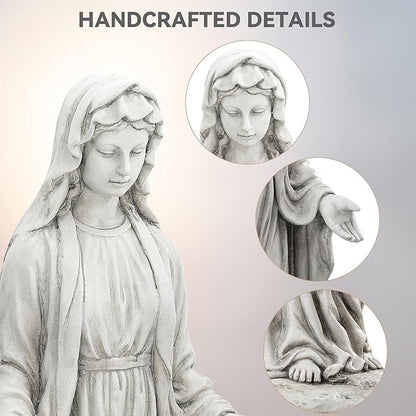 Virgin Mary Statue Outdoor, Large 30 Inch Religious Garden Statue, Blessed Mother Mary Statues Catholic, Durable Weather MGO Stone Sculptures Decor, Lawn Art for Home,Yard,Patio,Forch