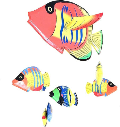 Fish Wind Chime Wooden Hand Painted Fish Mobile Tropical Fish Nautical Decor - OMA Brand (Small)