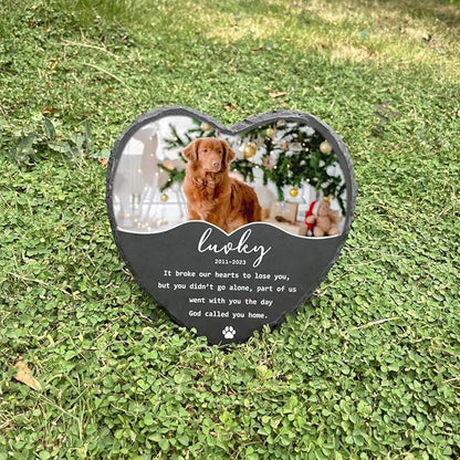 EBONY Personalized Pet Memorial Garden Stones for Dog or Cat Headstone Custom Pet Memorial Stone Customize with Name and Date Message Gift for Loss of Dog & Cat Lover (Heart)