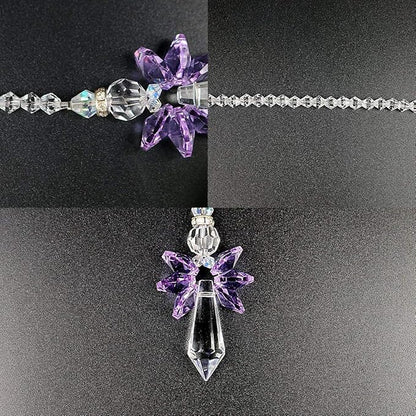 Rainbow Guardian Angel Crystal Suncatcher as Home/Car Decoration & Porch Decor & Hangings Crystal Glass Ornament for Mom (Purple)