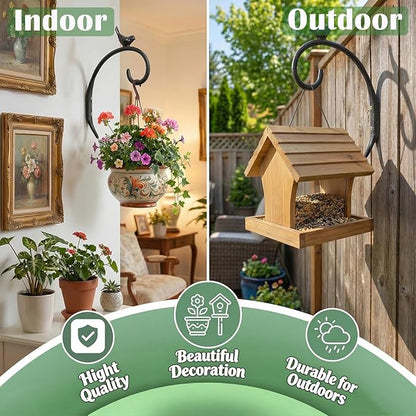 Z metnal Cast Iron Plant Hanger - 5.2 inch Little Bird Rustic Wall Mounted Hanging Basket Holder for Outdoor Garden, Patio, Porch Decor - Heavy Duty Metal Hook Bracket, 2 pcs