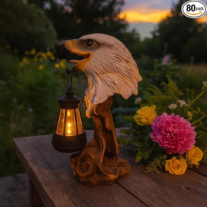 Solar Powered Eagle Statue Outdoor Decor - A Garden Statue Seasons, with Lightweight, a Unique Gift for Grandma and mom