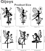 Fairy Garden Decor - 9-Piece Metal Garden Statue Deals for Outdoor, Yard & Lawn - Whimsical Iron Fairy Sculptures Set (11.8 Inch) (Nine Fairies)