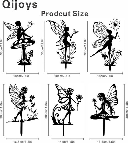 Fairy Garden Decor - 9-Piece Metal Garden Statue Deals for Outdoor, Yard & Lawn - Whimsical Iron Fairy Sculptures Set (11.8 Inch) (Nine Fairies)