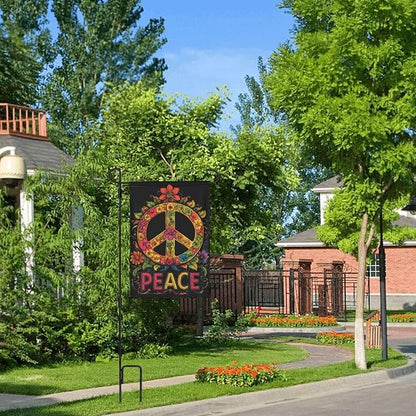 Garden Flags 12×18 Inch Peace Floral Double Sided Decorative Yard Banner Seasonal Flag for Outdoor Outside Decor