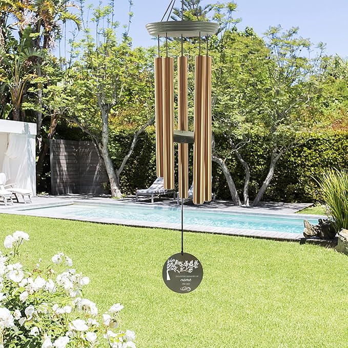 ASTARIN Memorial Tree of Life 36" Wind Chimes, Personalized Name Sympathy Wind Chime, in Memory of Loss Mom Loved One, Large Deep Tone Bereavement Windchimes for Outside Clearance(Produced in USA)