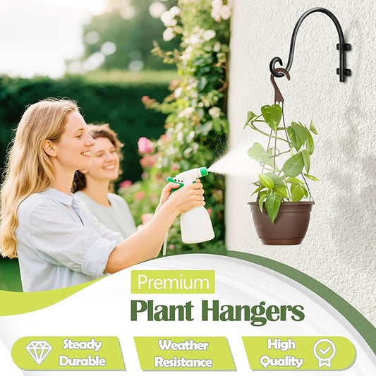 AJART Hanging Plant Hanger Outdoor: Bird Feeder Hangers for Outside - 8 inch Plant Hooks for Hanging Flower Baskets 2 Pieces