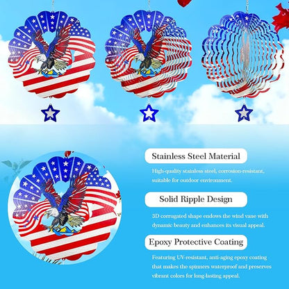 3D Wind Spinner, 12 inch 3D Kinetic Metal Garden Spinners, Rustproof Metal Garden Decor Yard Art, Wind Sculptures Ideal Gift for Homeowners & Garden Lovers