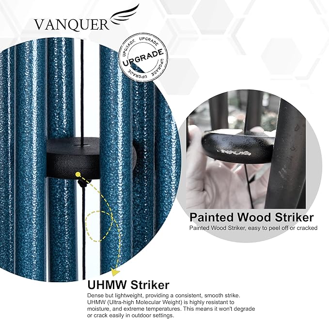 Vanquer Wind Chimes for Outside Deep Tone - 38'' Wind Chimes Outdoor Clearance, Deep Tone, Soothing, Windchimes Outdoors, Memorial, Sympathy Gift, Garden Patio Yard, Home Décor (38" Water Vein Blue)