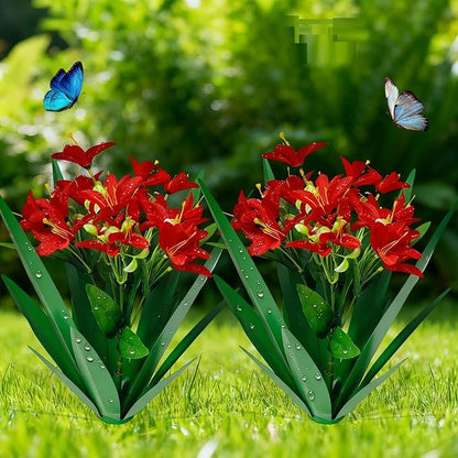 DDQ Metal Agave Plant Outdoor Decor with Artificial Flowers, Mexican Style Garden Sculpture, Waterproof Yard Art for Patio Lawn, Multiple Flower Options (Green Agave + Sunflower/Red/Yellow/Purple)