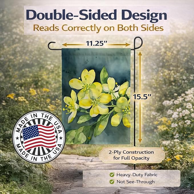 Caroline's Treasures South Carolina Yellow Jessamine in Watercolor Garden Flag Mailbox Flag Decorative Yard Flag Banner Outside Patio Artwork Yard Flower Beds, Garden Size, Multicolor