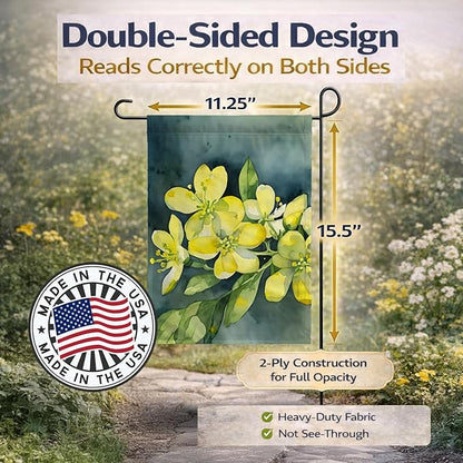 Caroline's Treasures South Carolina Yellow Jessamine in Watercolor Garden Flag Mailbox Flag Decorative Yard Flag Banner Outside Patio Artwork Yard Flower Beds, Garden Size, Multicolor