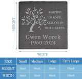 Memorial Garden Stone, VAPCUFF Memorial Stone, Personalized Memorial Gifts Sympathy Gift for Loss of Loved One Bereavement Gift for Loss of Father Mother - Rooted in Love Always in Our Hearts - Square