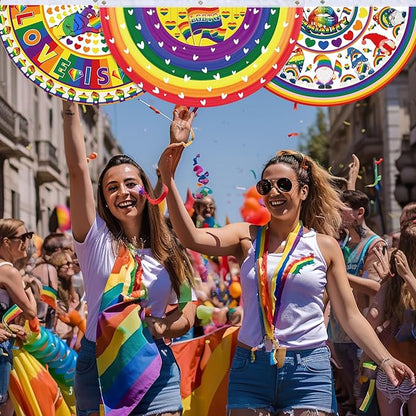 6 Pcs Gay Pride Bunting Fan Flag Lgbt Rainbow Bunting Flag Happy Gay Day Garden Half Fan Banner Decoration Holiday Indoor Outdoor Yard Decor, 1.5 x 3 ft
