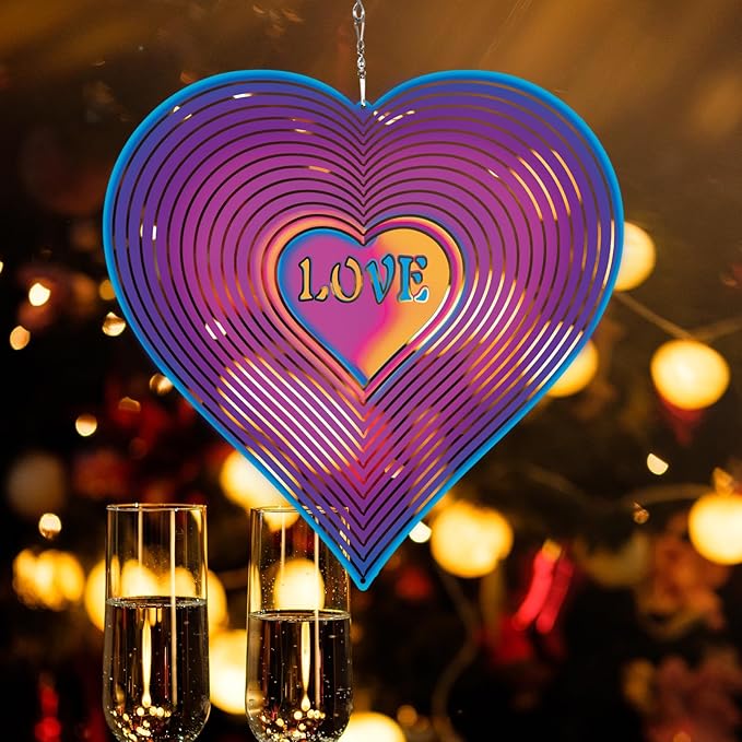 Heart Gifts for Mom, Moms Wind Spinners, Mother's Day Best Gift for Mom, Mother Birthday Gift from Daughter Son, Love Reminder Gifts for Mother's Day, Love Gifts for Outside, Purple, 12in