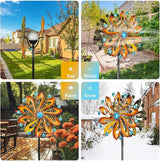 MLKNK Wind Spinners for Yard and Garden - Wind Sculptures & Spinners 75 in Garden Kinetic Art with Solar Powered Multi-Color Glass Ball Light - Gradient Brown