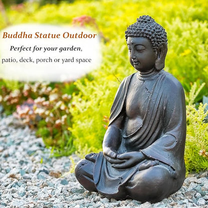 15" Buddha Statue Outdoor, Buddha Statues for Home Decor Indoor, Zen Decor Buda Garden Statues for Yard, Patio Gift