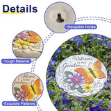 Garden Stepping Stones Outdoor Butterfly Step Stones for Walkway Gardening Gifts Welcome to My Garden Decorative Round Concrete Stones for Yard Outside Stone