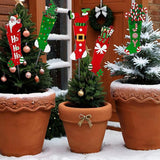 Roowest 5 Pack 12'' H Metal Christmas Yard Stakes Outdoor Decorations Red and Green Christmas Stocking Elf Santa Signs Winter Potted Plant Stakes for Holiday Lawn Garden Home Porch Party Decor