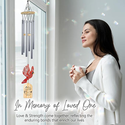 30'' Memorial Crystal Wind Chimes Loss of Mom Dad Grandparent Sympathy Cardinal Bird Keepsake Weatherproof Windchime Remembrance Gift in Memory Loved Ones for Window Outdoor Garden Decor HW2-RN