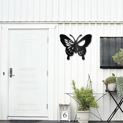 CREATCABIN Moth Metal Wall Decor Black Skull Metal Wall Art Hanging Ornament Iron Butterfly Wall Decoration Sculpture Butterfly Boho Home Decor for Modern Farmhouse Rustic Home Bathroom 8 x 6.3Inch