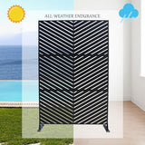 Kozyard Metal Privacy Screen 74" H x 47.2" W Decorative Outdoor Divider with Stand Panels Freestanding Screen Set for Deck Patio Balcony Garden Outdoor&Indoor(Black/Chevron)