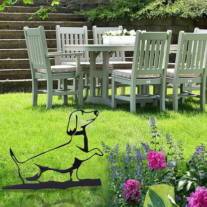 Metal Garden Dog Statue Ornament Gift Metal Art Dog Silhouette Decoration Steel Dogs Statue Decorative Garden Stakes for Yard, Lawn, Patio, Pathway (Dachshund)
