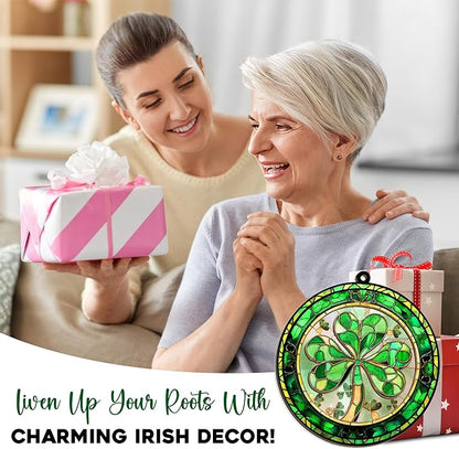 FLAGWIX St Patricks Day Decorations - Hanging Suncatcher 6 in, Shamrock St Patricks Day Decorations, Irish Suncatcher for Home Garden Decor - Irish Gifts for Women Men, Spiritual Gifts for Mom Grandma