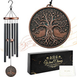 Tree Wind Chimes for Outside, Gift for Men Women, 32in Resin 3D Tree Relief Windchimes for Patio Yard Garden Decor, Mother's/Father's Day Present