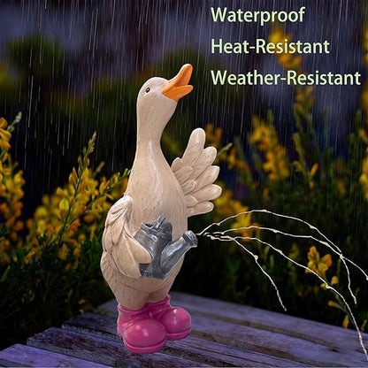 Solar-Powered Goose Garden Statue - Outdoor Goose Decor with Solar Light, Resin Solar Garden Statue Waterproof for Porch, Patio, Lawn - Goose Figurine Gift for Moms, Grandmas, Women Gardening Lovers