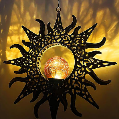 Solar Sun Wind Chimes 46" Long Outdoor, Waterproof Sun Wind Bells Light with Crackle Glass Ball for Outside, Clearance Unique Gifts for Mother's Day, Birthday, Women, Girls, Garden Decor