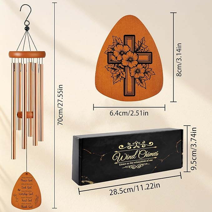 Christian Wind Chimes for Outside, Faith-Inspired Inspirational Windchimes for Garden Patio Yard Decor, Religious Gifts for Women, Men, Christian, Loved Ones