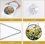 Stained Glass Window Hanging, Sunflowers Suncatcher 7.8 in Sun Catcher Glass Panel Boho Wall Art Decor with Chain Diamond Glass Panel Hangings Scenery Sun Catchers Decor for Lover Couple Mom
