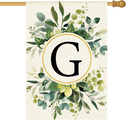 AVOIN colorlife Monogram Letter G Floral House Flag 28x40 Inch Double Sided Outside, Family Last Name Initial Yard Outdoor Decoration