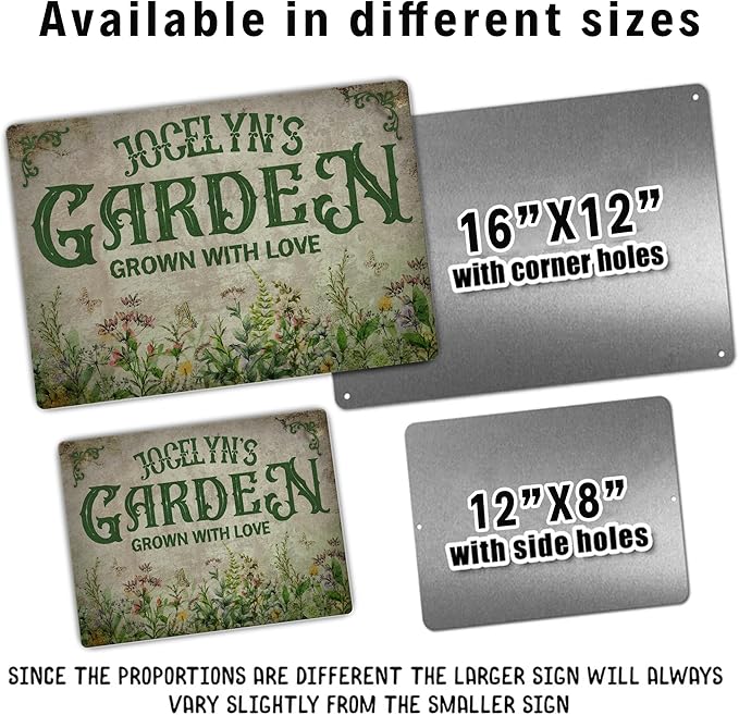 Personalized Metal Signs with Name Made in USA Custom Vintage Garden Sign Waterproof Vintage Decorative Metal Print for Wall Decor Customized Home Garden Ideas Gifts Artwork Prints for Yard Ourdoor