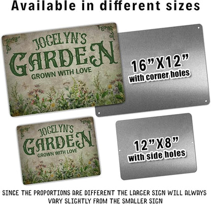 Personalized Metal Signs with Name Made in USA Custom Vintage Garden Sign Waterproof Vintage Decorative Metal Print for Wall Decor Customized Home Garden Ideas Gifts Artwork Prints for Yard Ourdoor