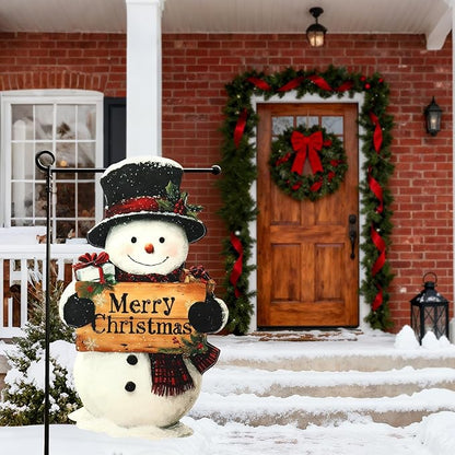 Christmas Garden Flags 12x18 Inch Double Sided, Xmas Snowman Yard Flag for Outside, Winter Seasonal Outdoor Decoration Farmhouse Front Porch Holiday Decor