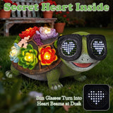 Solar Turtle Garden Decor Statue - Turtle Garden Statues with Love LED Lights,Outdoor Figurine Decorations for Outside Yard, Lawn, Patio, Porch, Balcony, Unique Birthday Gifts for Mom Women Grandma