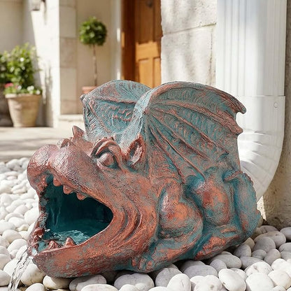 Gothic Gargoyle Gutter Guardian Rain Downspout Extension Outdoor Statue, 12 Inch High, Cast Stone Resin, Bronze Stone Finish for 3"x4" Decorative Gutter Extension