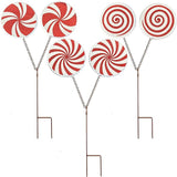 Christmas Candy Cane Lollipop Yard Stakes, Outdoor Holiday Decorations, Peppermint swirPathway Markers, Festive Garden Lawn Decor for Christmas Party and Winter Display, Set of 3